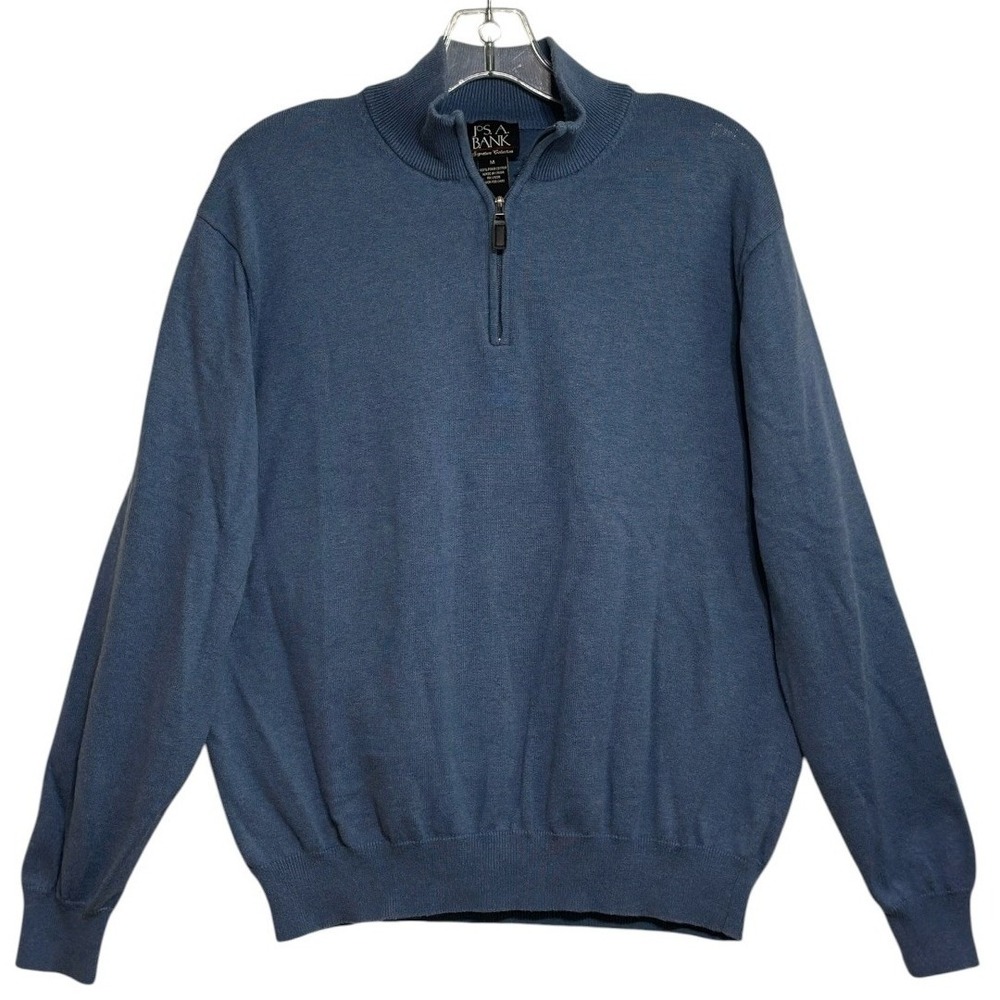 Jos A Bank Sweater Men Blue Signature Pima Cotton Quarter Zip Dark Academia M